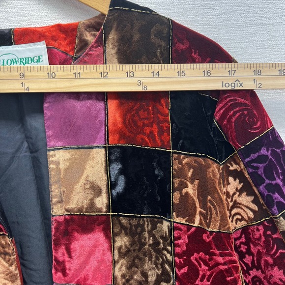 Willow Ridge Women Patchwork Velvet Blazer Jacket Open Front Multicolor Lined XL - Picture 4 of 9